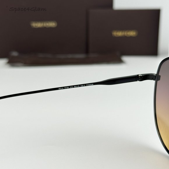 NEW Tom Ford FT0784/S Milla 01C Black Titanium Gradient Mirror Pilot Sunglasses - Picture 6 of 12